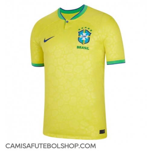 Camisa de time de futebol Brasil Replicas 1º Equipamento Mundo 2022 Manga Curta